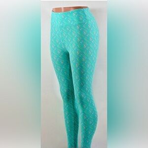 Lularoe buttery soft aqua & pink geometric 90s Saved by Bell youthful leggings